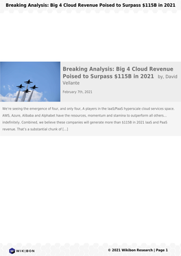 Big 4 Cloud Revenue Poised to Surpass $115B in 2021