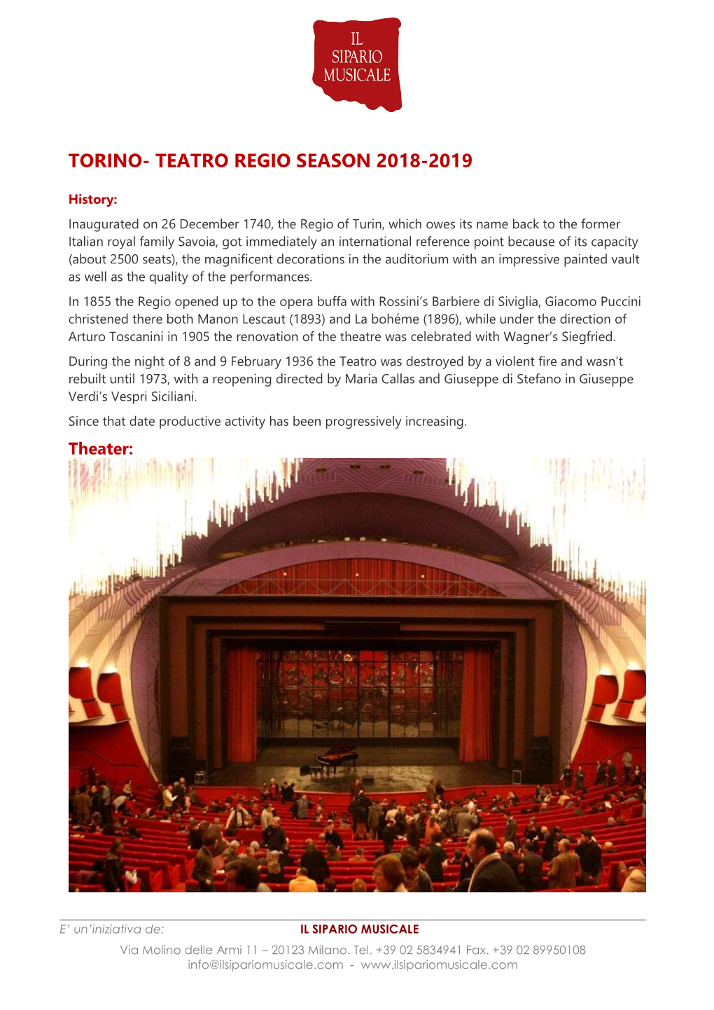 Torino- Teatro Regio Season 2018-2019