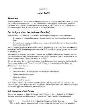 Isaiah 34-35 Overview 34, Judgment on the Nations