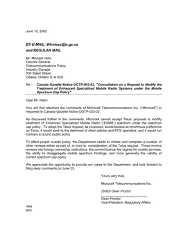 Microcell Telecommunications Inc. (“Microcell”) in Response to Canada Gazette Notice DGTP-003-02