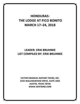 Honduras: the Lodge at Pico Bonito March 17–24, 2018