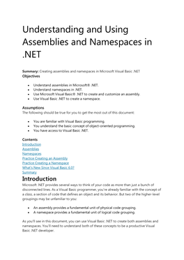 Understanding and Using Assemblies and Namespaces in .NET