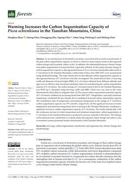 Warming Increases the Carbon Sequestration Capacity of Picea Schrenkiana in the Tianshan Mountains, China