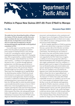 Politics in Papua New Guinea 2017–20: from O'neill to Marape