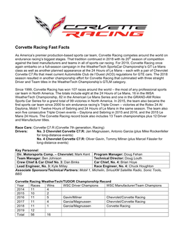 2-2019 Corvette Racing Fast Facts
