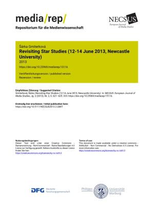 Revisiting Star Studies (12-14 June 2013, Newcastle University) 2013