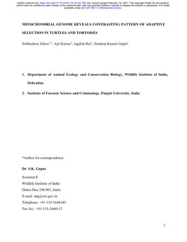 Mitochondrial Genome Reveals Contrasting Pattern of Adaptive