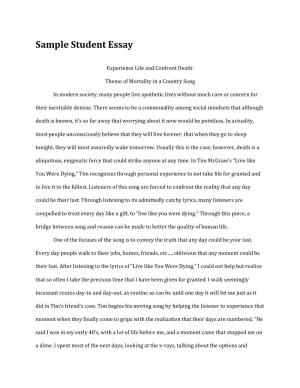 Sample Student Essay