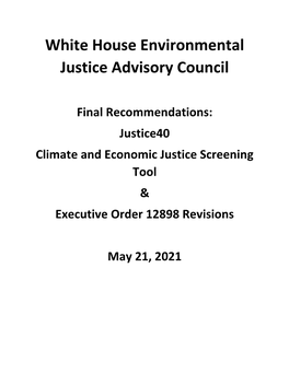 White House Environmental Justice Advisory Council