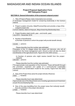 Project Proposal Application Form GEF-Satoyama Project