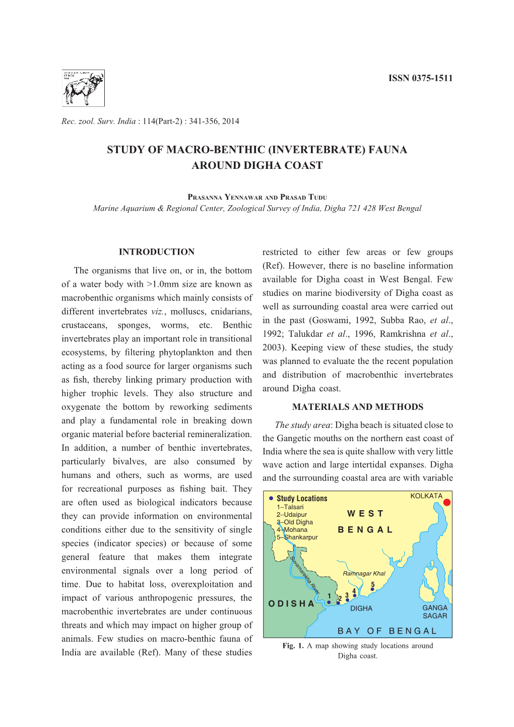 (Invertebrate) Fauna Around Digha Coast ISSN 0375-1511341