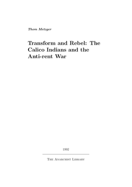 The Calico Indians and the Anti-Rent War