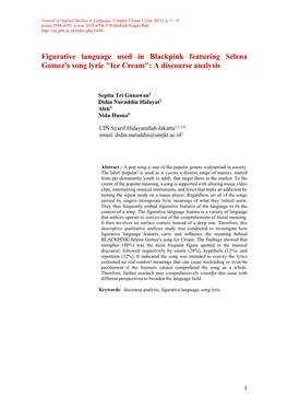 Figurative Language Used in Blackpink Featuring Selena Gomez's Song Lyric "Ice Cream": a Discourse Analysis