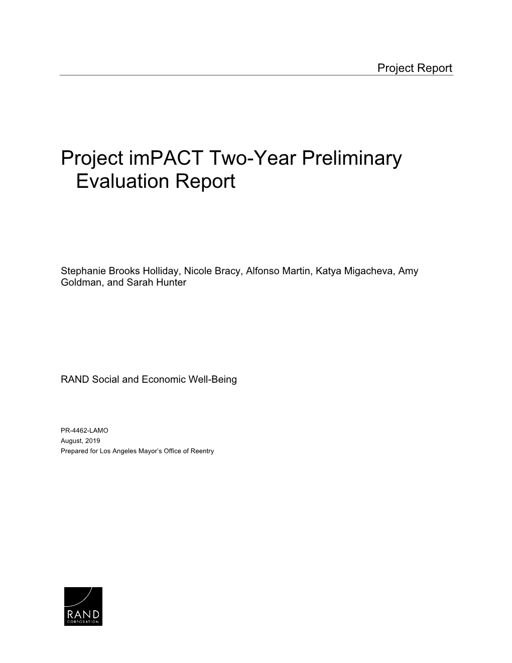 Project Impact Two-Year Preliminary Evaluation Report