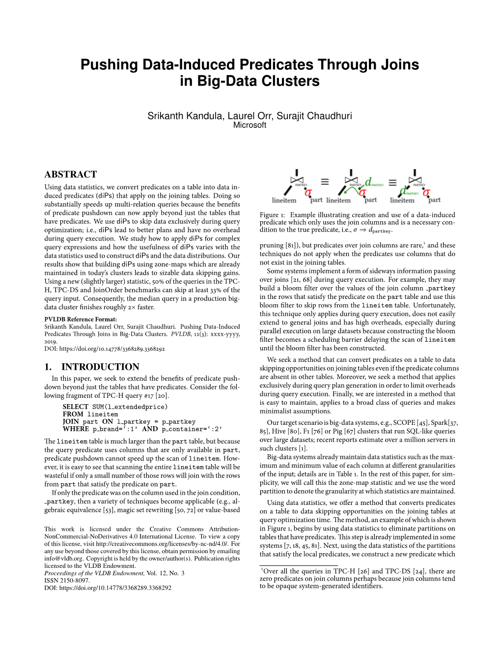 Pushing Data-Induced Predicates Through Joins in Big-Data Clusters