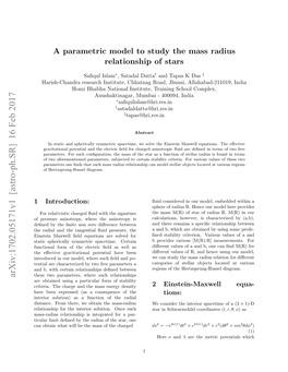 A Parametric Model to Study the Mass Radius Relationship of Stars