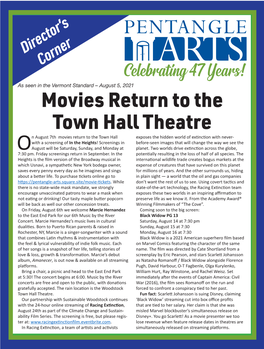 Celebrating 47 Years ! Movies Return to the Town Hall Theatre