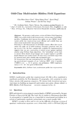 Odd-Char Multivariate Hidden Field Equations