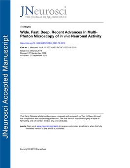 Wide. Fast. Deep. Recent Advances in Multi-Photon Microscopy of in Vivo Neuronal Activity