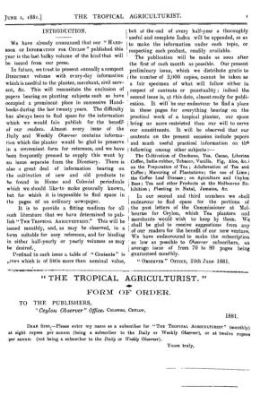 “ the Tropical Agriculturist. ”