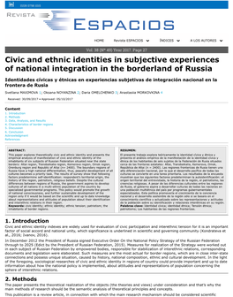 Civic and Ethnic Identities in Subjective Experiences of National Integration in the Borderland of Russia