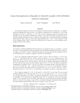 Large Homogeneous Subgraphs in Bipartite Graphs with Forbidden Induced Subgraphs