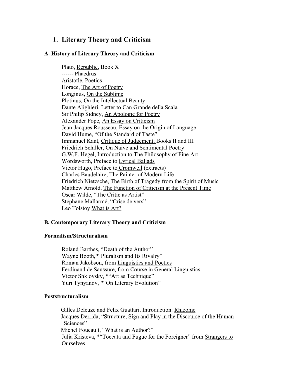 1. Literary Theory and Criticism