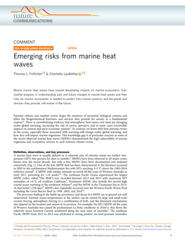 Emerging Risks from Marine Heat Waves