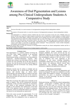 Awareness of Oral Pigmentation and Lesions Among Pre-Clinical Undergraduate Students-A Comparative Study