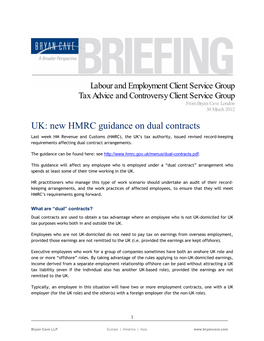 UK: New HMRC Guidance on Dual Contracts