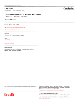 Festival International Du Film De Cannes FRENCH Cannescannes Bernard Perron
