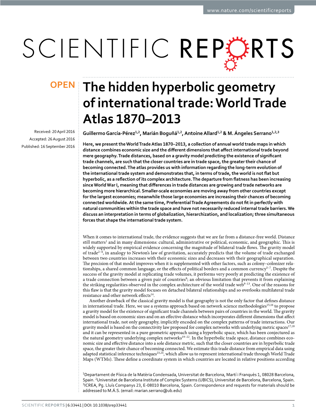 The Hidden Hyperbolic Geometry of International Trade