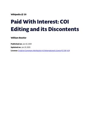 COI Editing and Its Discontents