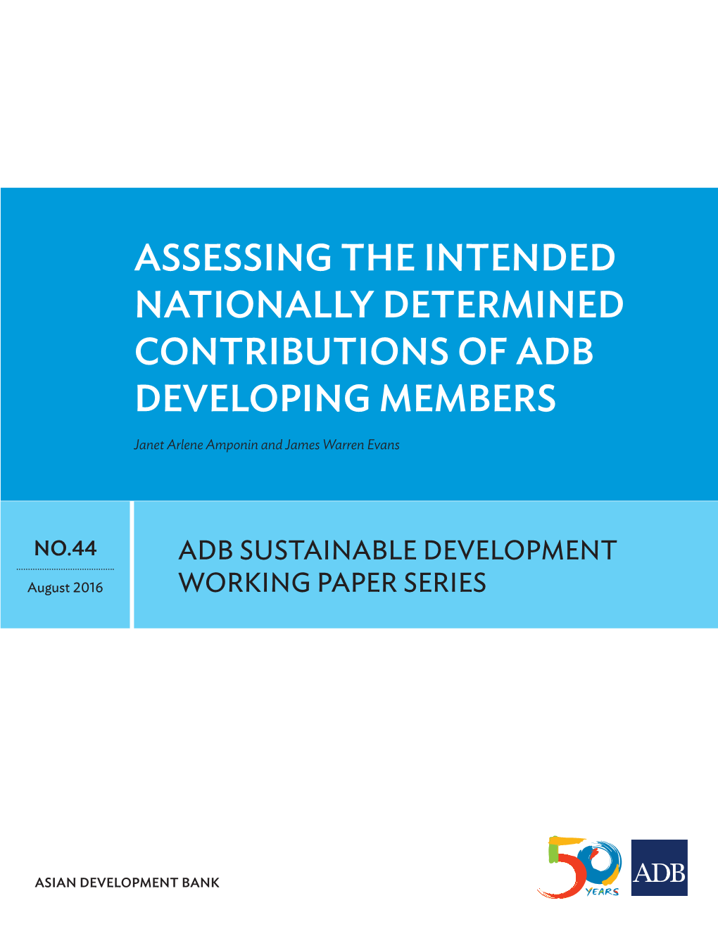 Assessing the Intended Nationally Determined Contributions of Adb Developing Members