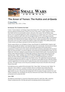 The Huthis and Al-Qaeda by Lucas Winter Journal Article | May 1 2013 - 2:30Am