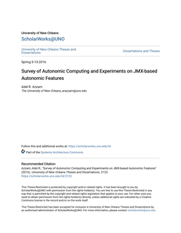 Survey of Autonomic Computing and Experiments on JMX-Based Autonomic Features