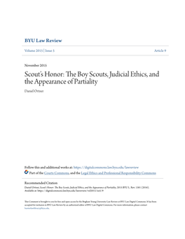 The Boy Scouts, Judicial Ethics, and the Appearance of Partiality Daniel Ortner