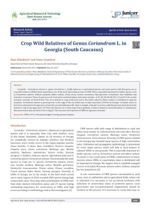 Crop Wild Relatives of Genus Coriandrum L