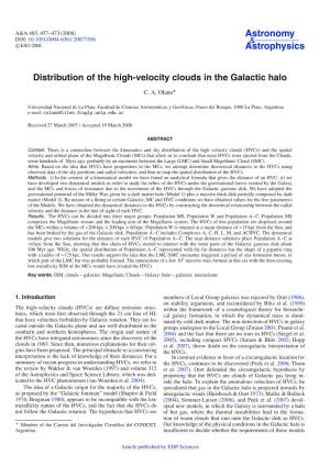 Distribution of the High-Velocity Clouds in the Galactic Halo