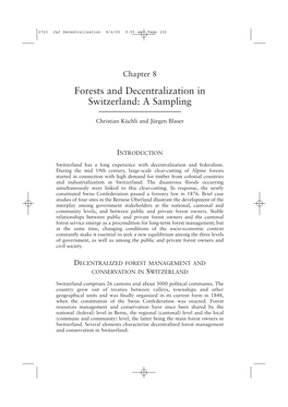 Chapter 8 : Forests and Decentralization in Switzerland : A