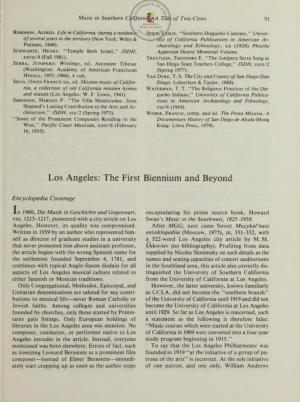 Los Angeles: the First Biennium and Beyond