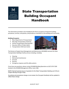 State Transportation Building Occupant Handbook
