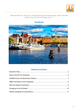 Stockholm Inhaltsverzeichnis