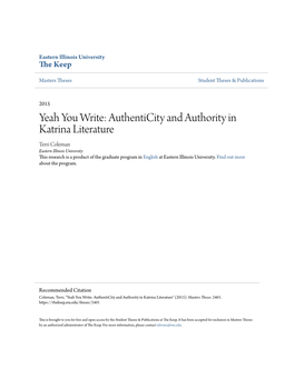 Yeah You Write: Authenticity and Authority in Katrina Literature