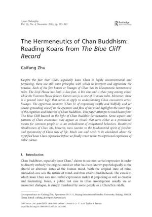 The Hermeneutics of Chan Buddhism: Reading Koans from the Blue Cliff Record