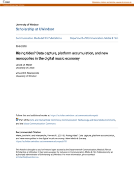 Data Capture, Platform Accumulation, and New Monopolies in the Digital Music Economy