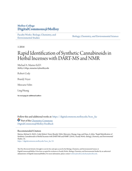 Rapid Identification of Synthetic Cannabinoids in Herbal Incenses with DART-MS and NMR Michael A