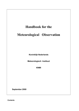 Handbook for the Meteorological Observation