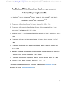 Annihilation of Methicillin-Resistant Staphylococcus Aureus Via