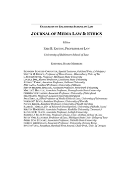 Journal of Media Law and Ethics